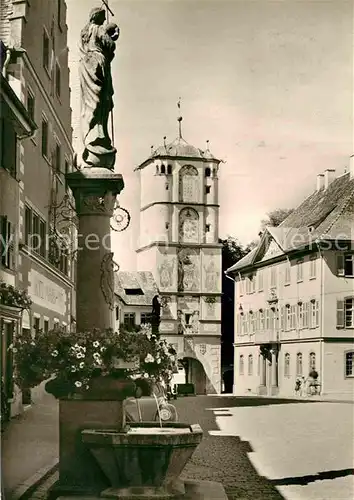 AK / Ansichtskarte Wangen Allgaeu Ravensburger Tor Brunnen Kat. Wangen im Allgaeu