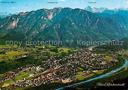 AK / Ansichtskarte Bad Reichenhall Fliegeraufnahme mit Hochkoenig Lattengebirge Hochkalter Kat. Bad Reichenhall