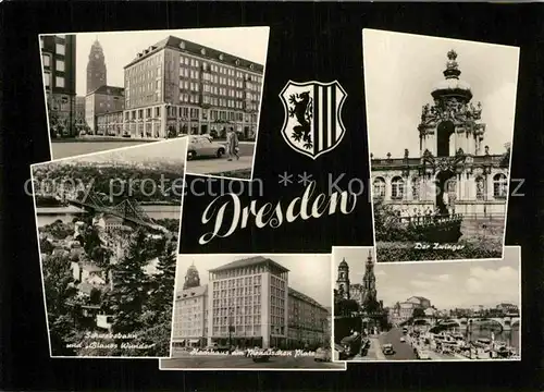 AK / Ansichtskarte Dresden Schwebebahn Blaues Wunder Pirnaischer Platz Der Zwinger Kat. Dresden Elbe