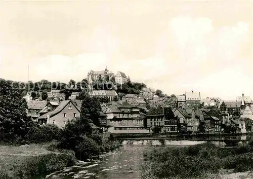 AK / Ansichtskarte Marburg Lahn Lahnpartie mit Schloss Kat. Marburg