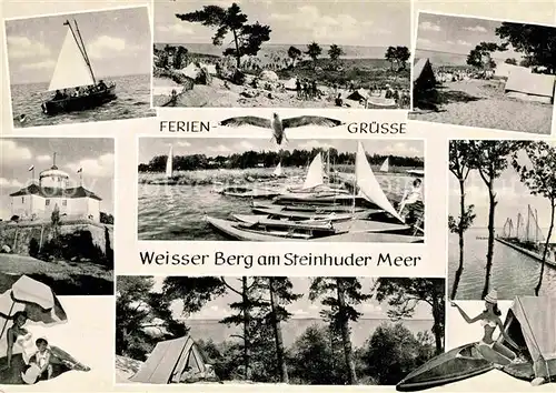 AK / Ansichtskarte Steinhuder Meer Strand Segeln Hafen  Camping Weisser Berg Kat. Wunstorf