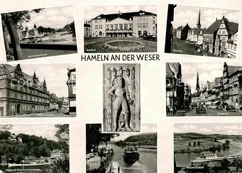 AK / Ansichtskarte Hameln Weser Promenade Bahnhof Osterstr Hochzeitshaus Baeckerstr Felsenkeller Dampferanleger Weserschleife