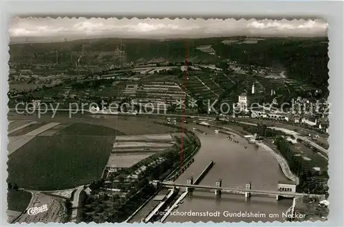 AK / Ansichtskarte Gundelsheim Neckar Fliegeraufnahme Kraftwerk