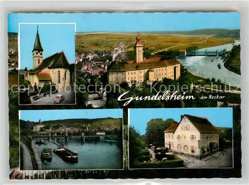 AK / Ansichtskarte Gundelsheim Neckar Fliegeraufnahme Burg Kirche Schleuse Kraftwerk