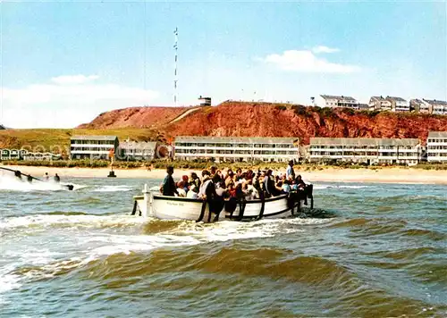 AK / Ansichtskarte Helgoland Blick auf Suedstrand und Falm Boerteboot Nordseeinsel Kat. Helgoland