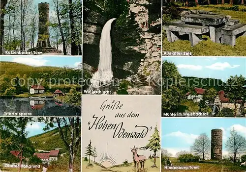 AK / Ansichtskarte Struempfelbrunn Katzenbuckelturm Wolfsschlucht Ittertalsperre Hindenburg Turm Oberer Hoellgrund Kat. Waldbrunn