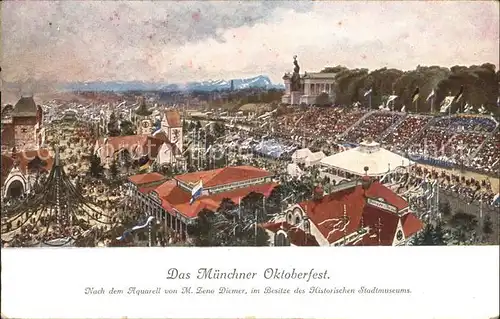 AK / Ansichtskarte Oktoberfest Jubilaeum Muenchen Aquarell M. Zeno Diemer  Kat. Feiern und Feste