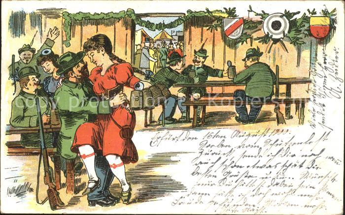 AK Ansichtskarte Schuetzenfest Gewehr Bier Ziellscheibe Wappen Litho Kat Sportschuetzen Nr 