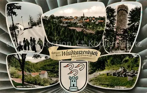 AK / Ansichtskarte Waldkatzenbach Teilansicht Aussichtsturm Kuranlagen Sprungschanze Kat. Waldbrunn