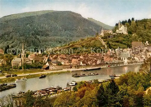 AK / Ansichtskarte Hirschhorn Neckar Kirche Burg Binnenschiffe Kat. Hirschhorn (Neckar)