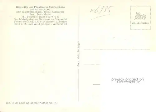 AK / Ansichtskarte Waldkatzenbach Gasthof Pension zur Turmschenke Kat. Waldbrunn