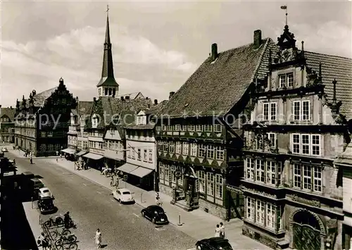 AK / Ansichtskarte Hameln Weser Osterstrasse mit Hochzeitshaus und Turm der Marktkirche St Nikolai