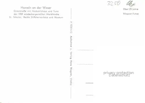 AK / Ansichtskarte Hameln Weser Osterstrasse mit Hochzeitshaus und Turm der Marktkirche St Nikolai