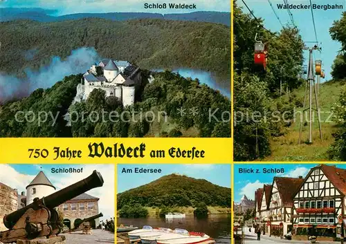 AK / Ansichtskarte Waldeck Edersee Schloss Seilbahn Schlosshof 