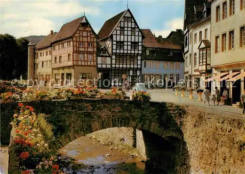 AK / Ansichtskarte Bad Muenstereifel Erftbruecke alte Fachwerkhaeuser Markt  Kat. Bad Muenstereifel