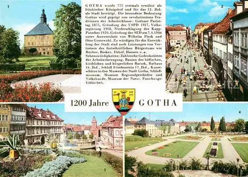 AK / Ansichtskarte Gotha Thueringen Schloss Friedenstein Neumarkt Erfurter Strasse Wasserkunst Rathaus Orangerie Geschichte Kat. Gotha