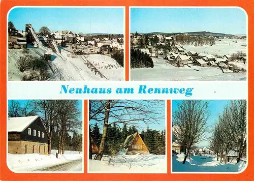 AK / Ansichtskarte Neuhaus Rennweg Schanzenanlage Rennsteigbaude Wanderhuette Winterpanorama Kat. Neuhaus Rennweg