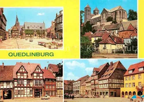 AK / Ansichtskarte Quedlinburg Rathaus Dom Klopstockhaus Markt Fachwerkhaeuser Kat. Quedlinburg