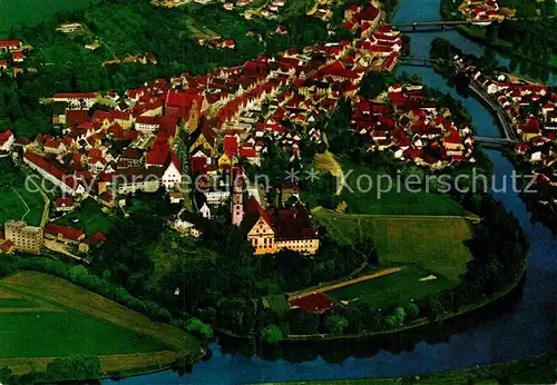 AK / Ansichtskarte Donauwoerth Historischer Stadtkern Zusammenfluss von Donau und Woernitz Fliegeraufnahme Kat. Donauwoerth