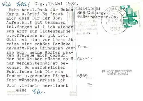 AK / Ansichtskarte Coburg Panorama Blick zum Hoernleinsgrund Kat. Coburg