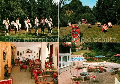 AK / Ansichtskarte Braunlage Reiterpension Haus Elise Pferde Ausritt Liegewiese Terrasse Gastraum Kat. Braunlage Harz