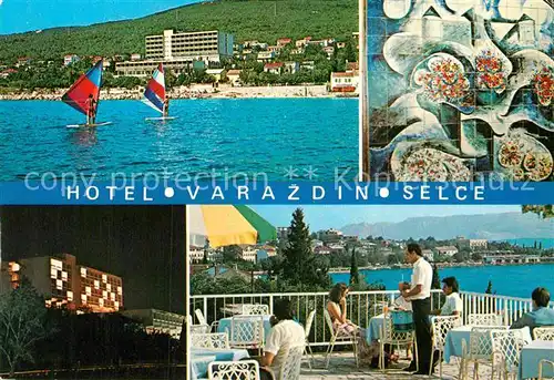 AK / Ansichtskarte Selce Crikvenica Hotel Varazdin Restaurant Terrasse Windsurfen Strand Kat. Kroatien