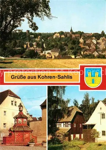 AK / Ansichtskarte Kohren Sahlis uebersicht Toepferbrunnen Muehlenmuseum Kat. Kohren Sahlis