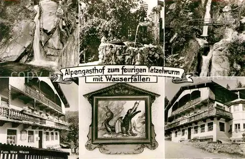 AK / Ansichtskarte Bayrischzell Alpengasthof zum feurigen Tatzelwurm mit Wasserfaellen Kat. Bayrischzell