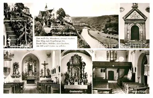 AK / Ansichtskarte Grossheubach Main Kloster Engelberg Treppe Eingang Gnadenaltar Orgel