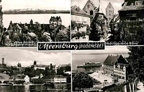 AK / Ansichtskarte Meersburg Bodensee Altes Schloss Obertor mit Baeren Seeblick Kaenzele Kat. Meersburg