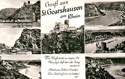 AK / Ansichtskarte St Goarshausen Loreley Burg Maus Rheintalblick Burg Katz Kat. Sankt Goarshausen