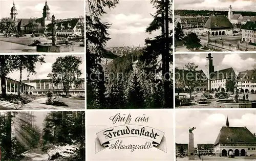 AK / Ansichtskarte Freudenstadt Panorama Teilansichten Markt Denkmal Kat. Freudenstadt