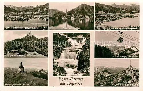 AK / Ansichtskarte Egern Tegernsee Wallberg Panorama Berggasthaus Galaun Wallberg Bahn Kircherl Rottacher Wasserfaelle Gipfel Kat. Rottach Egern