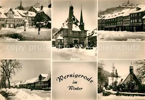 AK / Ansichtskarte Wernigerode Harz Marktstrasse Rathaus Schoene Ecke Leninstrasse Theobaldi Kirche  Kat. Wernigerode