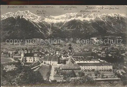 AK / Ansichtskarte Innsbruck Brandjoch Sattelspitzen Frau Hitt Seegrubenspitzen Hafelkar Berg Isel Kat. Innsbruck