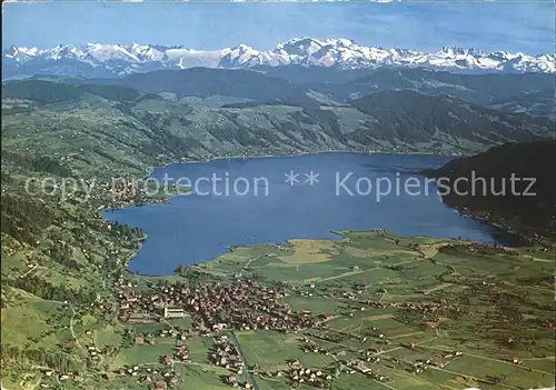 AK / Ansichtskarte Aegeri mit See und Alpen Fliegeraufnahme Kat. Zug