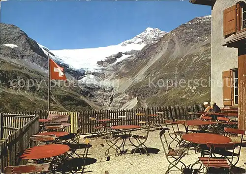 AK / Ansichtskarte Alp Gruem Bergrestaurant Belvedere mit Paluegletscher Berninagruppe Kat. Alp Gruem