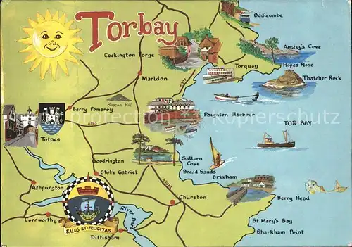 AK / Ansichtskarte Torbay Bucht Landkarte Kat. Torbay
