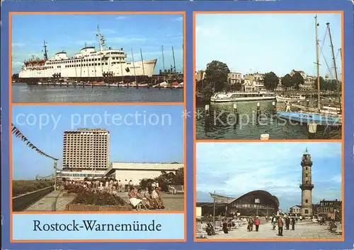 AK / Ansichtskarte Warnemuende Ostseebad Faehrschiff Warnemuende Hotel Neptun Alter Strom Leuchtturm Denkmal Teepott Kat. Rostock