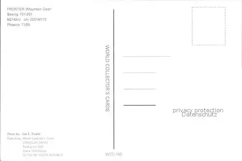 AK / Ansichtskarte Flugzeuge Zivil Frontier Boeing 737 201 N214AU c n 20214 172 Kat. Airplanes Avions
