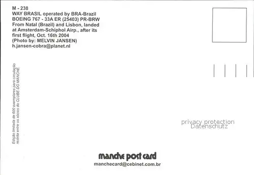 AK / Ansichtskarte Flugzeuge Zivil Way Brasil Boeing 767 33A ER 25403 PR BRW  Kat. Airplanes Avions