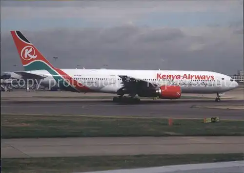 AK / Ansichtskarte Flugzeuge Zivil Kenya Airways B 777 2U8 ER 5Y KQS c n 33683 Kat. Airplanes Avions