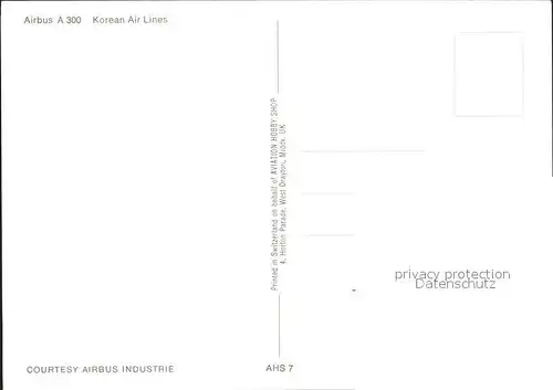 AK / Ansichtskarte Flugzeuge Zivil Korean Air Lines Airbus A300 Kat. Airplanes Avions