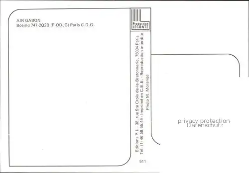 AK / Ansichtskarte Flugzeuge Zivil Air Gabon Boeing 747 2Q2B F ODJG  Kat. Airplanes Avions