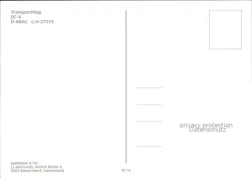 AK / Ansichtskarte Flugzeuge Zivil Transportflug DC 4 D ABAG c n 27233 Kat. Airplanes Avions