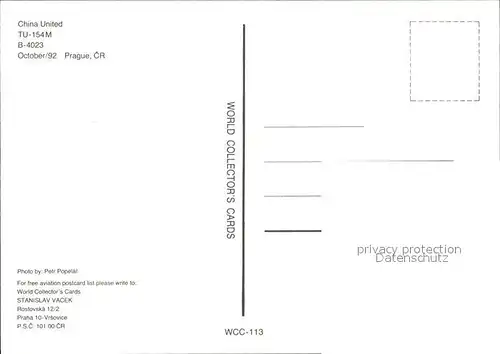 AK / Ansichtskarte Flugzeuge Zivil China United TU 154M B 4023 Kat. Airplanes Avions