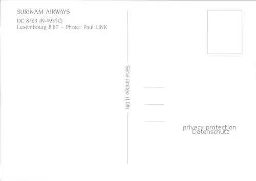 AK / Ansichtskarte Flugzeuge Zivil Surinam Airways DC 8 63 N4935C  Kat. Airplanes Avions