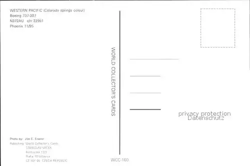 AK / Ansichtskarte Flugzeuge Zivil Western Pacific Boeing 737 3B7 N372AU c n 22951 Kat. Airplanes Avions
