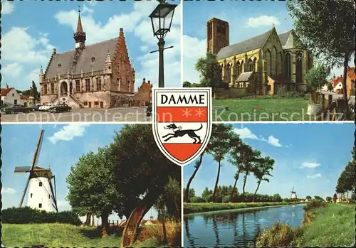 AK / Ansichtskarte Damme West Vlaanderen Rathaus Kirche Windmuehle Kanal Kat. 