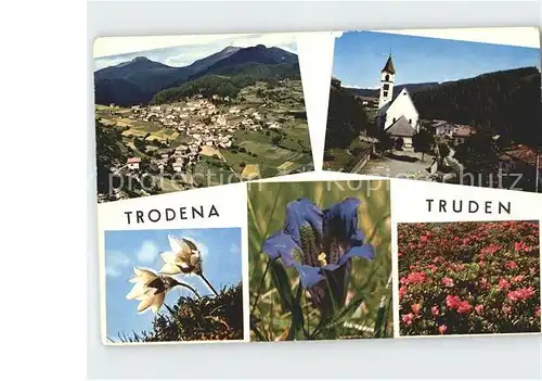 AK / Ansichtskarte Truden Trodena Suedtirol Kirche Blumen  Kat. Truden im Naturpark Dolomiten